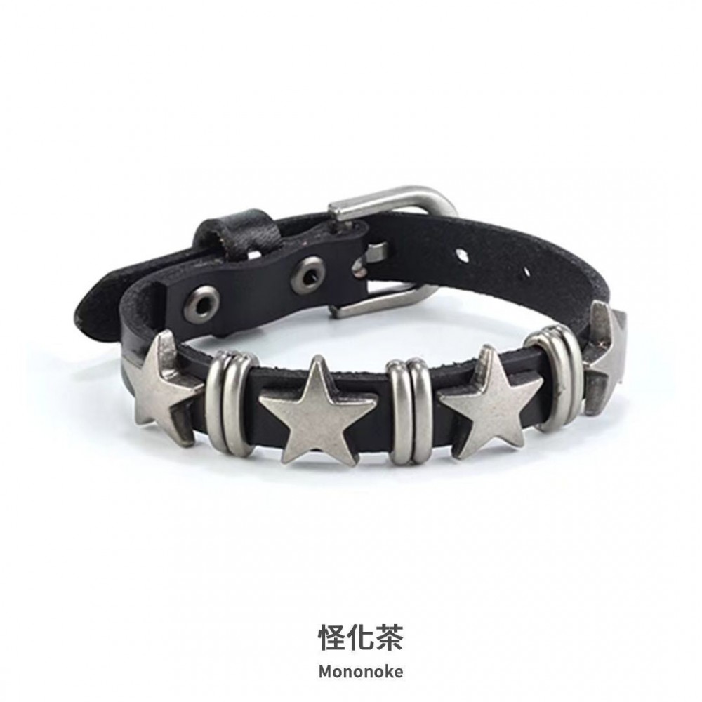 Rivet Subculture Star Pure Leather Bracelet