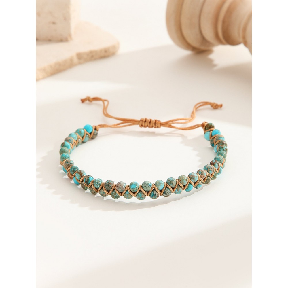 Hand Woven Turquoise Natural Stone Double Bracelet