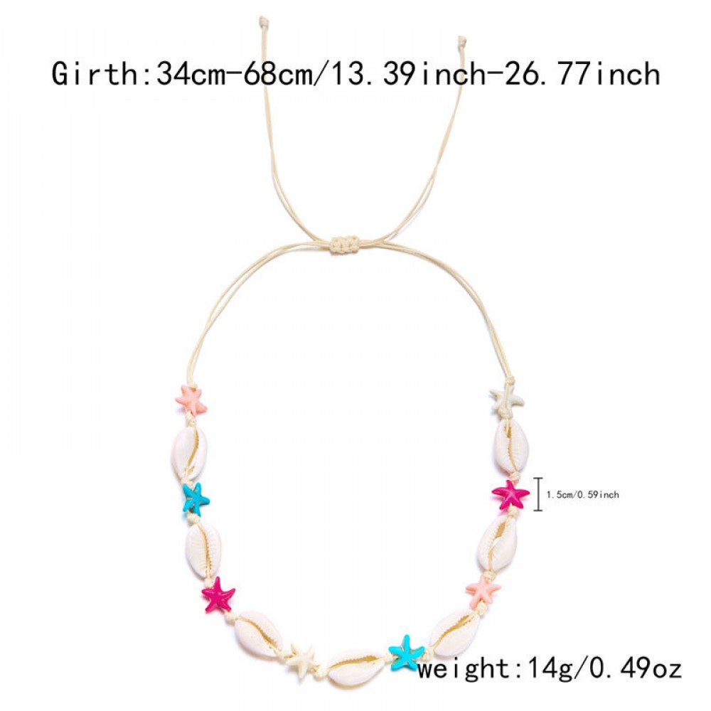 Summer Bohemian Colorful Starfish Shell Braided Bracelet Nec