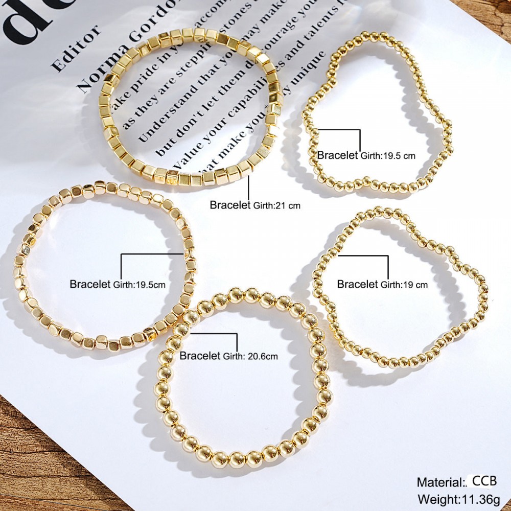 Gold vintage round bead bracelet