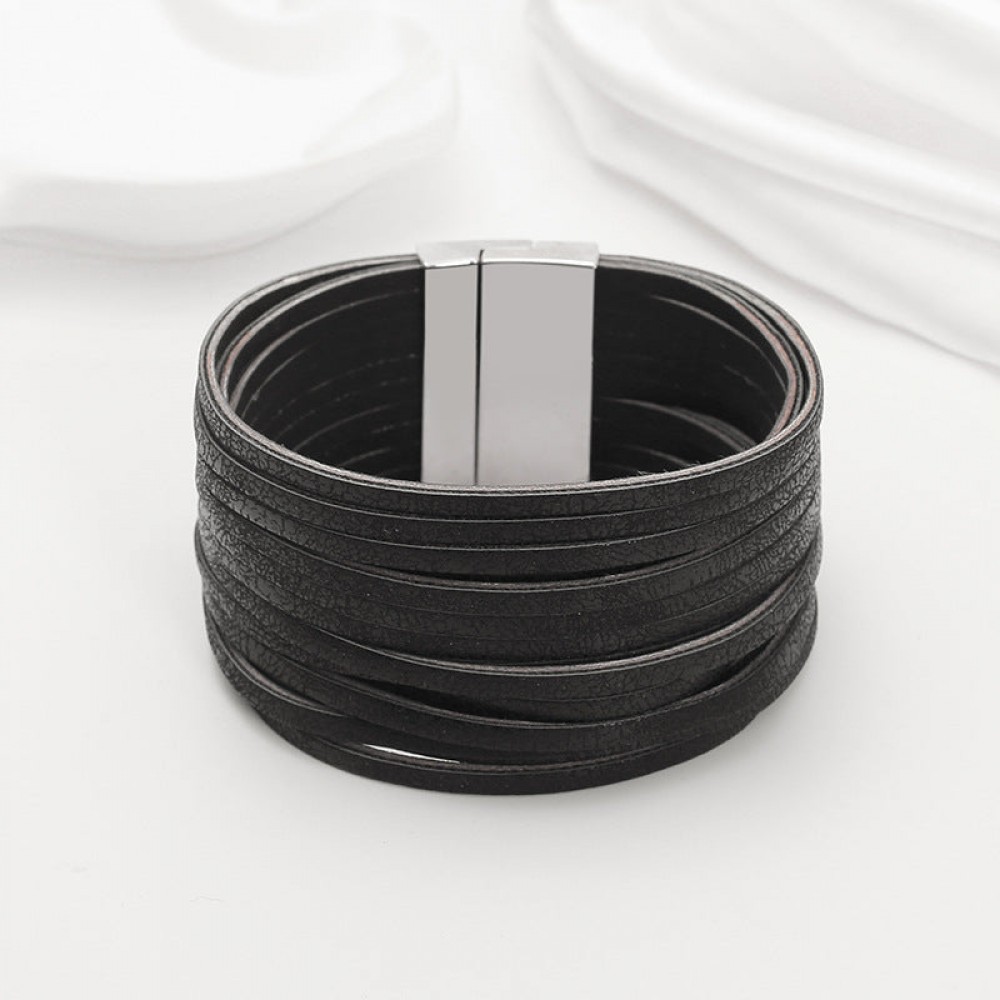 Double-layer PU leather women' s bracelet