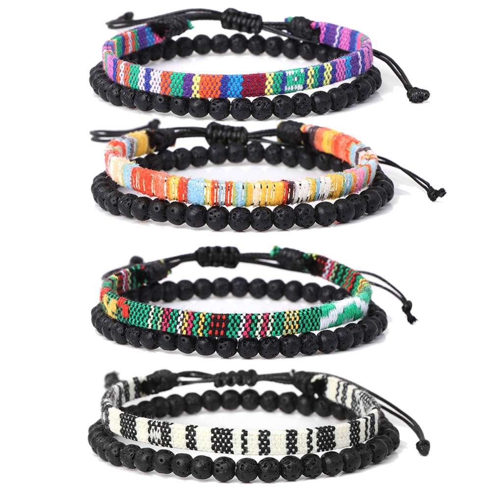 Post Art Rope Lava Stone Combo Bracelet