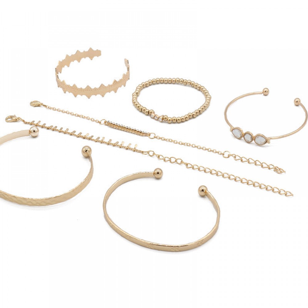 Metal Retro Punk Style Alloy Bracelet Set 7-piece