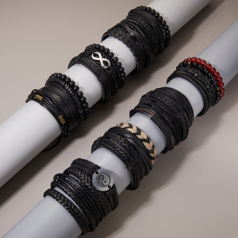 Coconut Shell Wood Beads Braided Bracelet Leather Bracelet