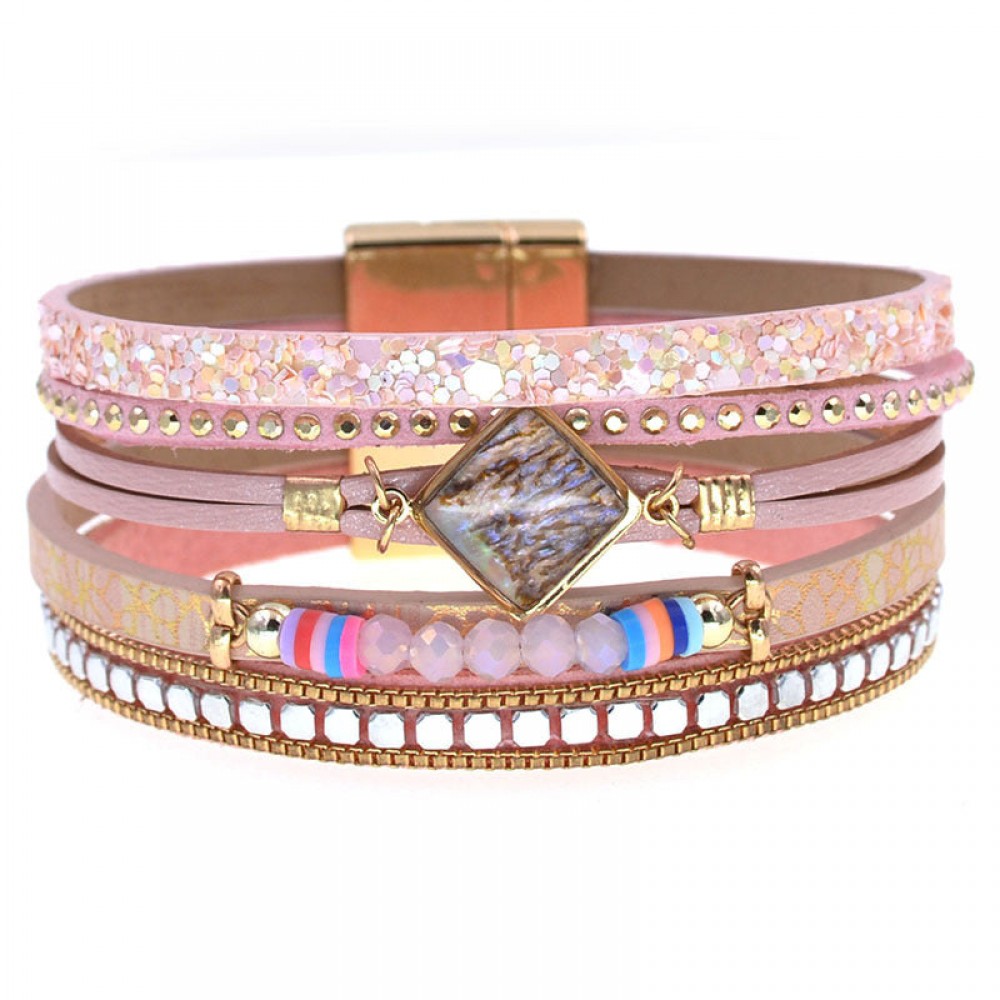 Leather Bracelet Fashionable Zircon Accessories