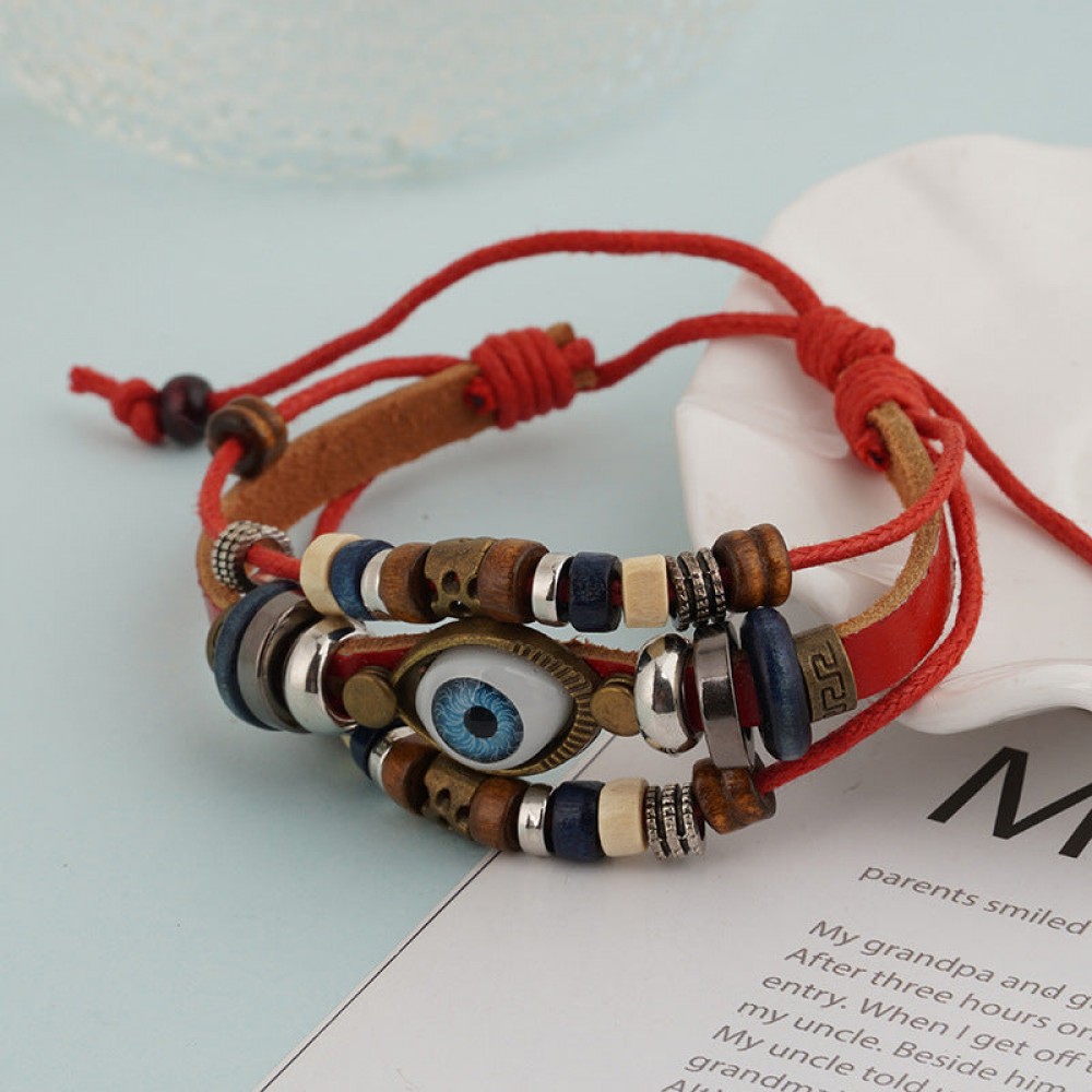 Vintage Multi-layered Cowhide Eye Braided Bracelet