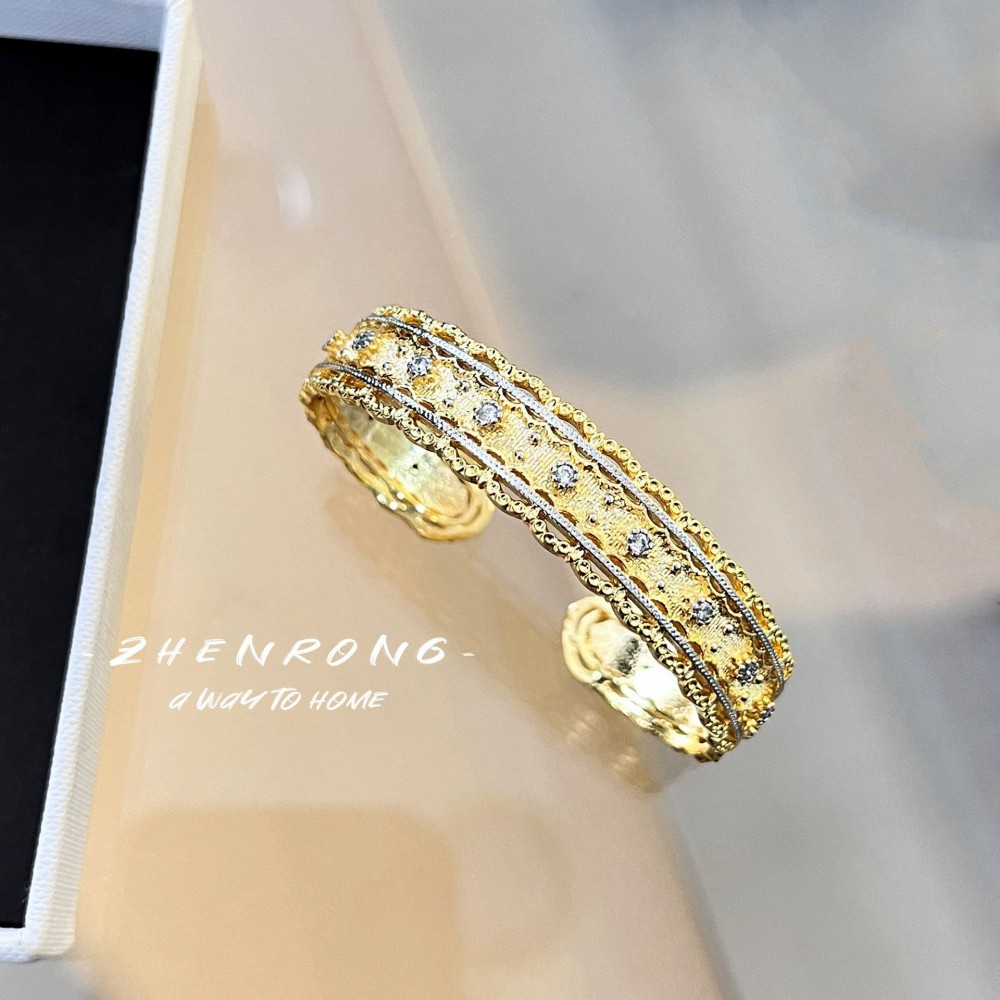 woven carved gold paint full diamond bracelet