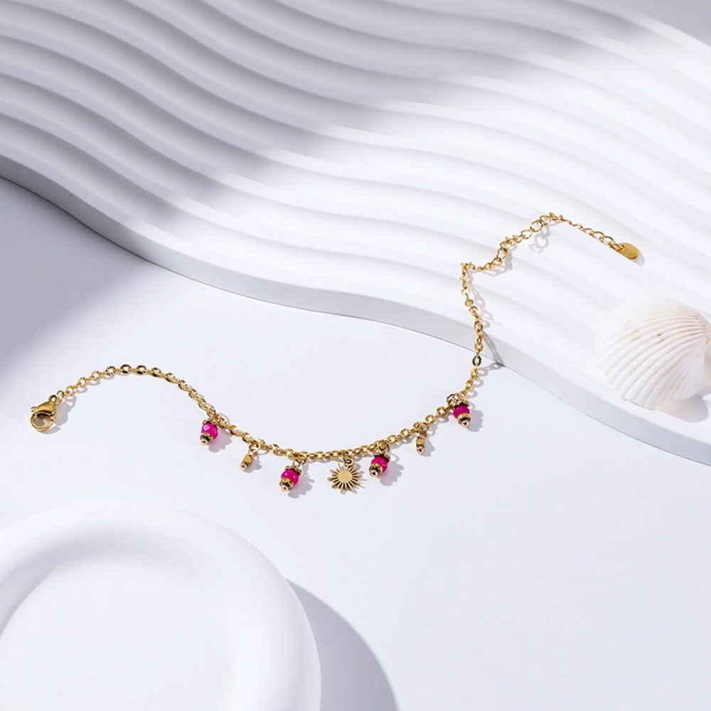 Gold Plated Stainless Steel Freshwater Natural Stone Bracele