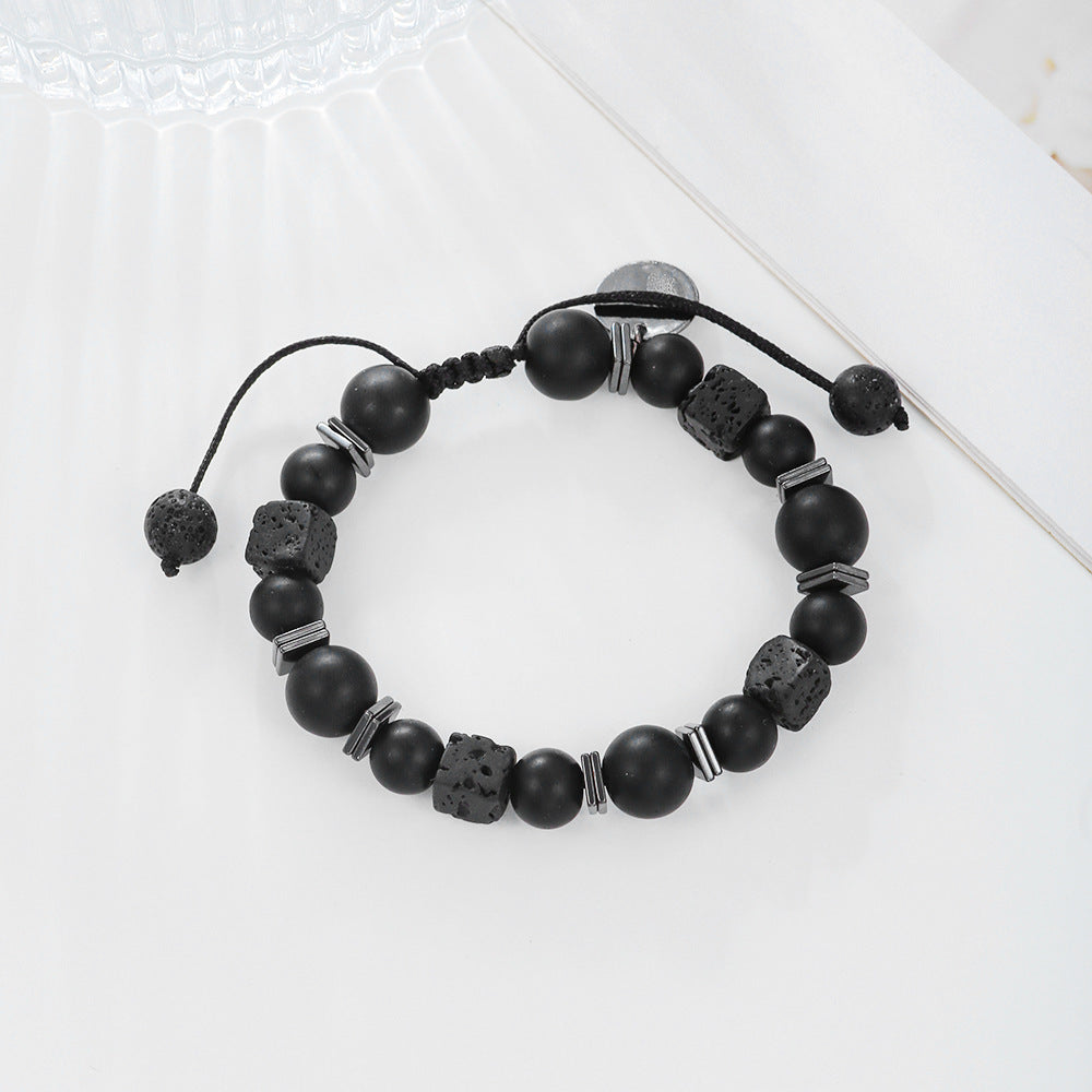Lava Cubes Volcanic Stone Woven Bracelet