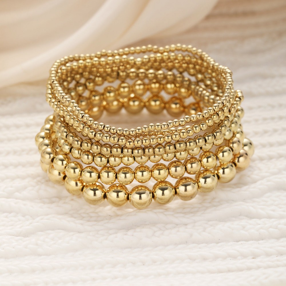 Fashionable and simple elastic beaded bracelets 7 pieces