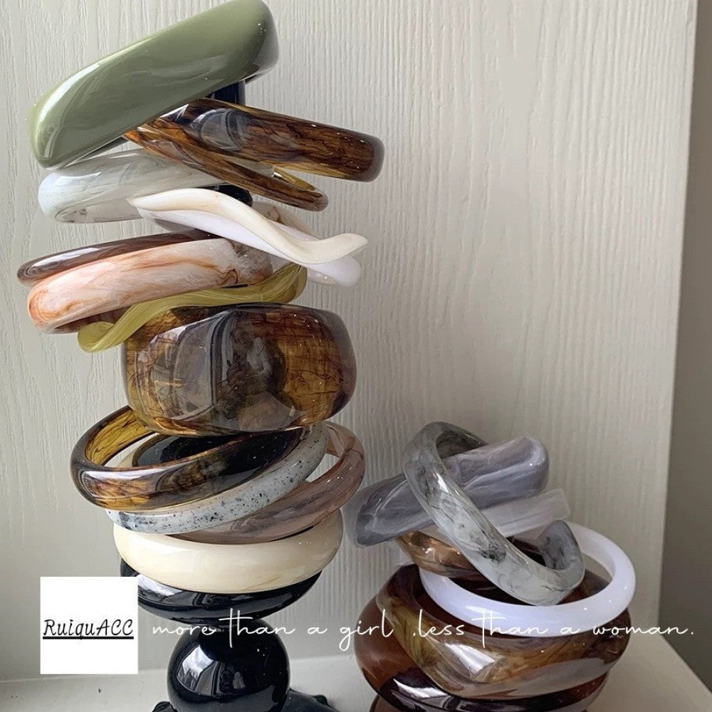Vintage Acrylic Geometric Irregular Ring Resin Bracelet