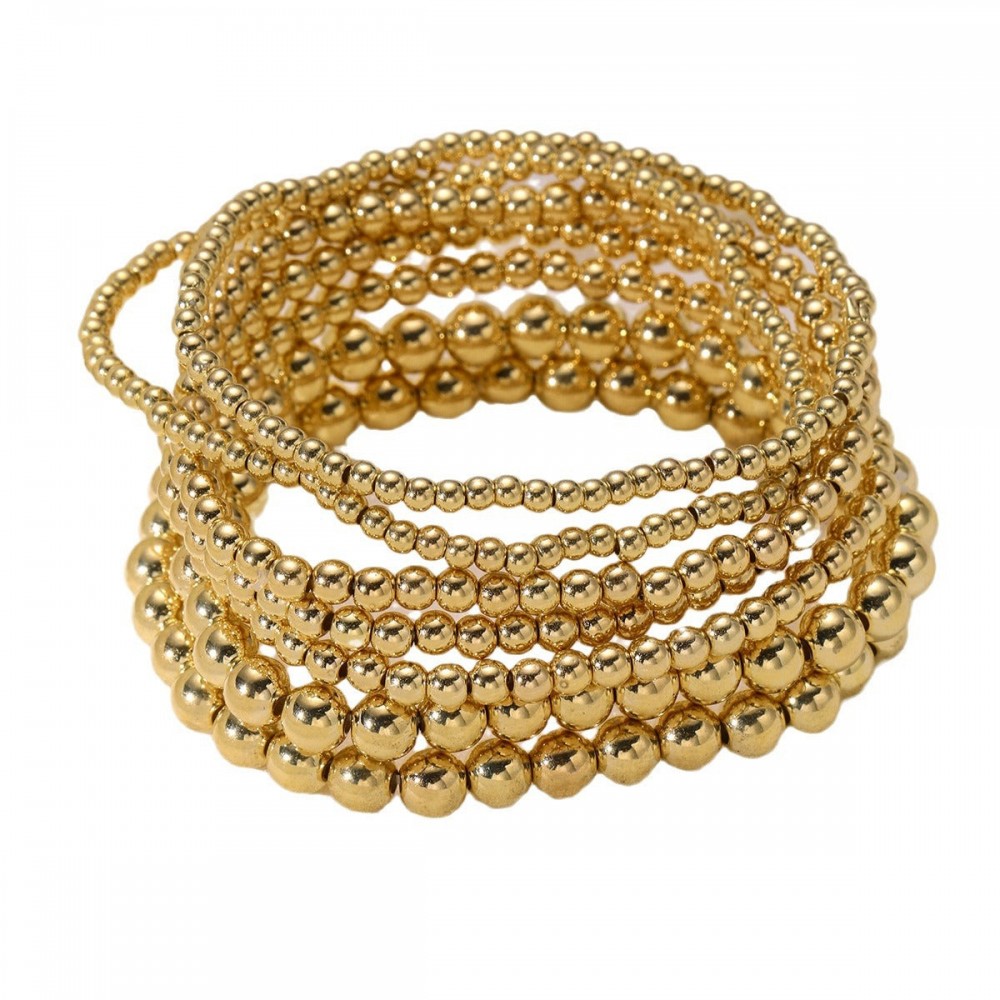 Fashionable and simple elastic beaded bracelets 7 pieces