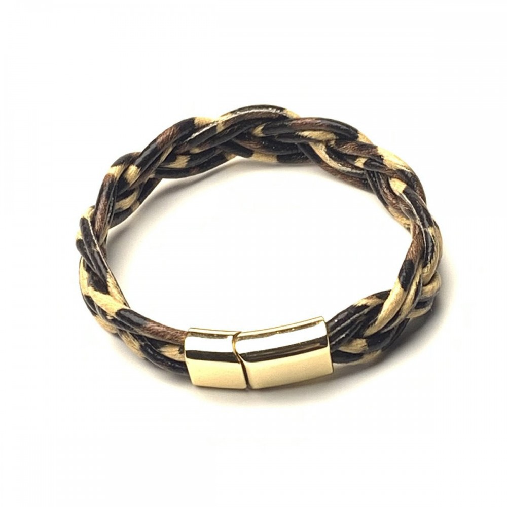 6-strand braided bracelet silicone tube leopard leather brac