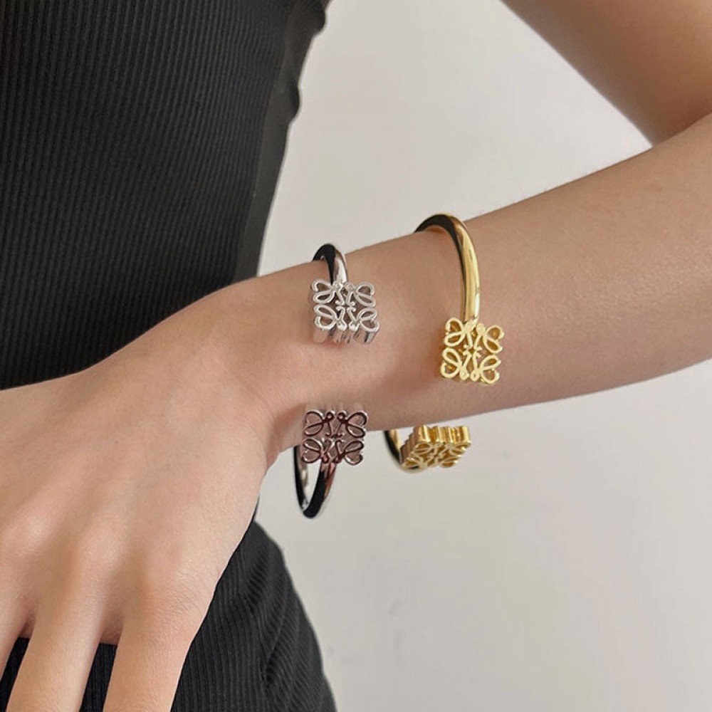 Real Gold Electroplating Square Hollow Pattern Open-ended Br