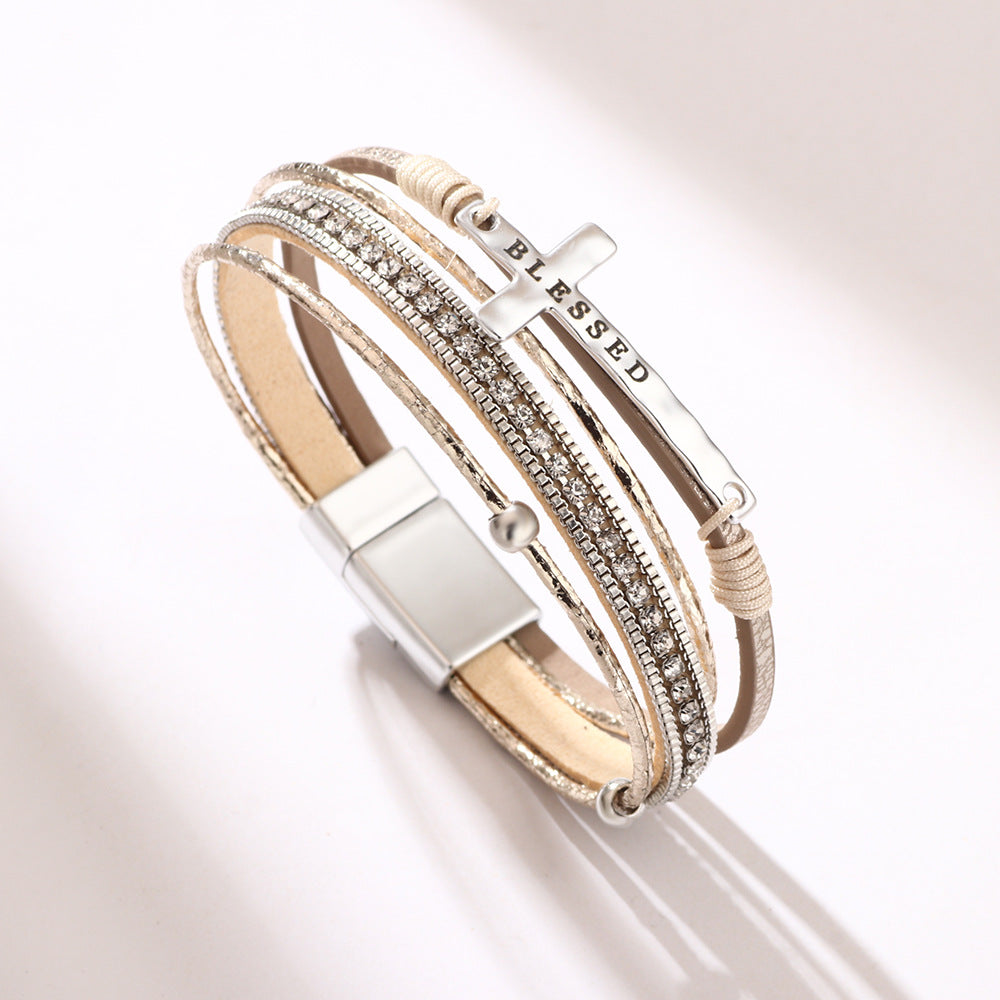 Bohemian Cross Micro Diamond Magnetic Bracelet
