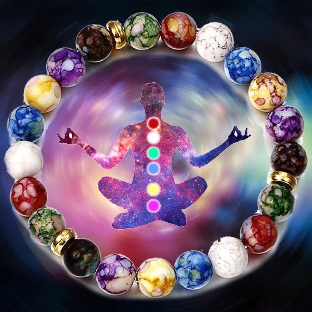 Colorful Yoga Balance Energy Beads Volcanic Stone Bracelet