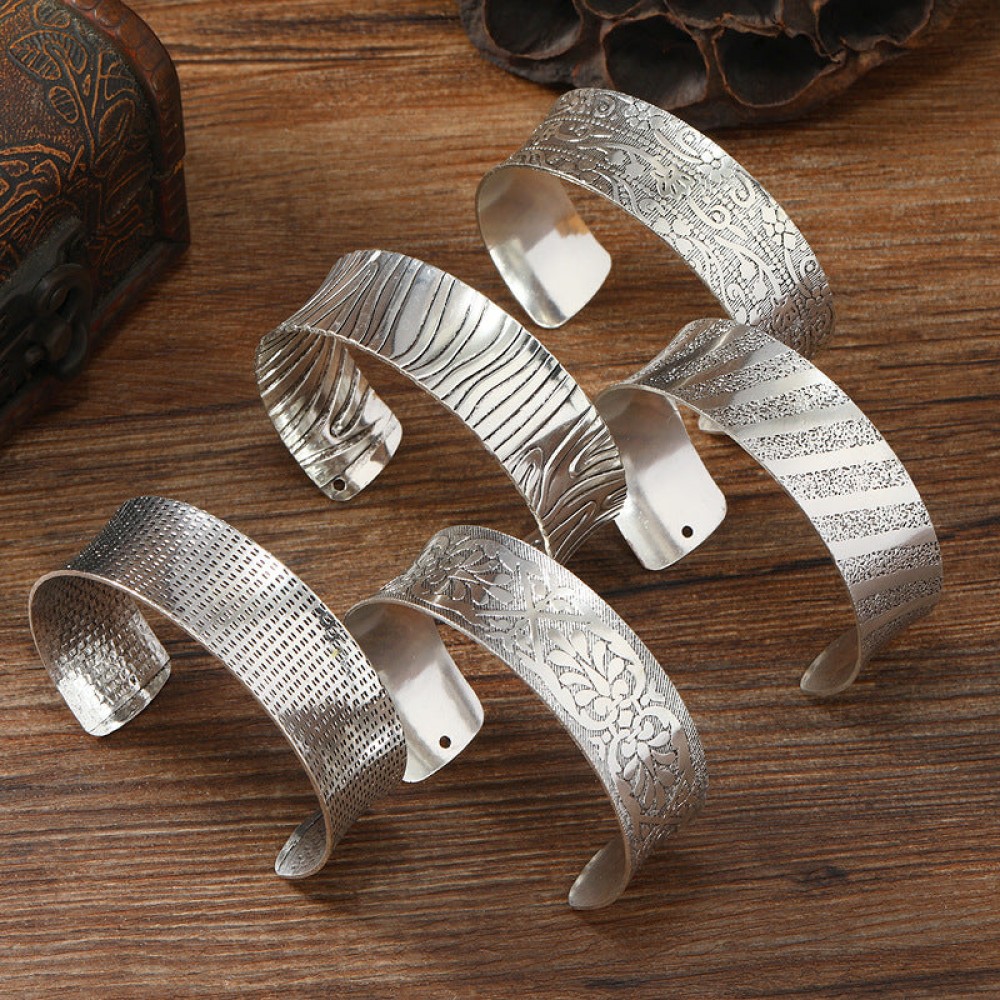 Retro metal wide open personality ethnic style silver exotic