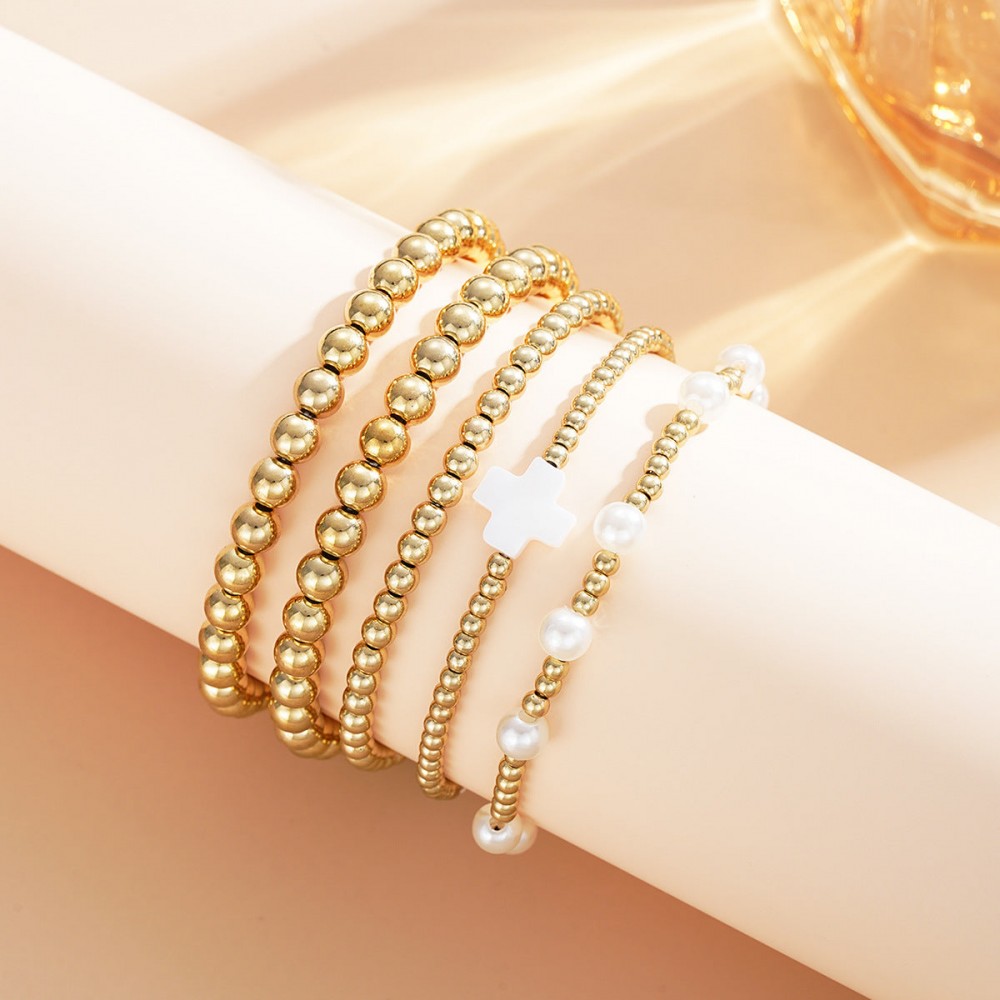 Cross beaded bracelet 5-piece set niche design temperament s