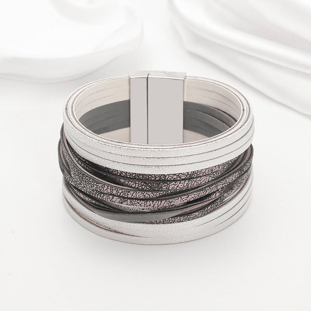 Double-layer PU leather women' s bracelet