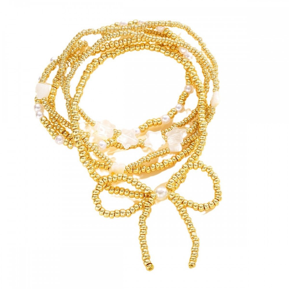 Bow Pearl Bracelet 6-Piece Set