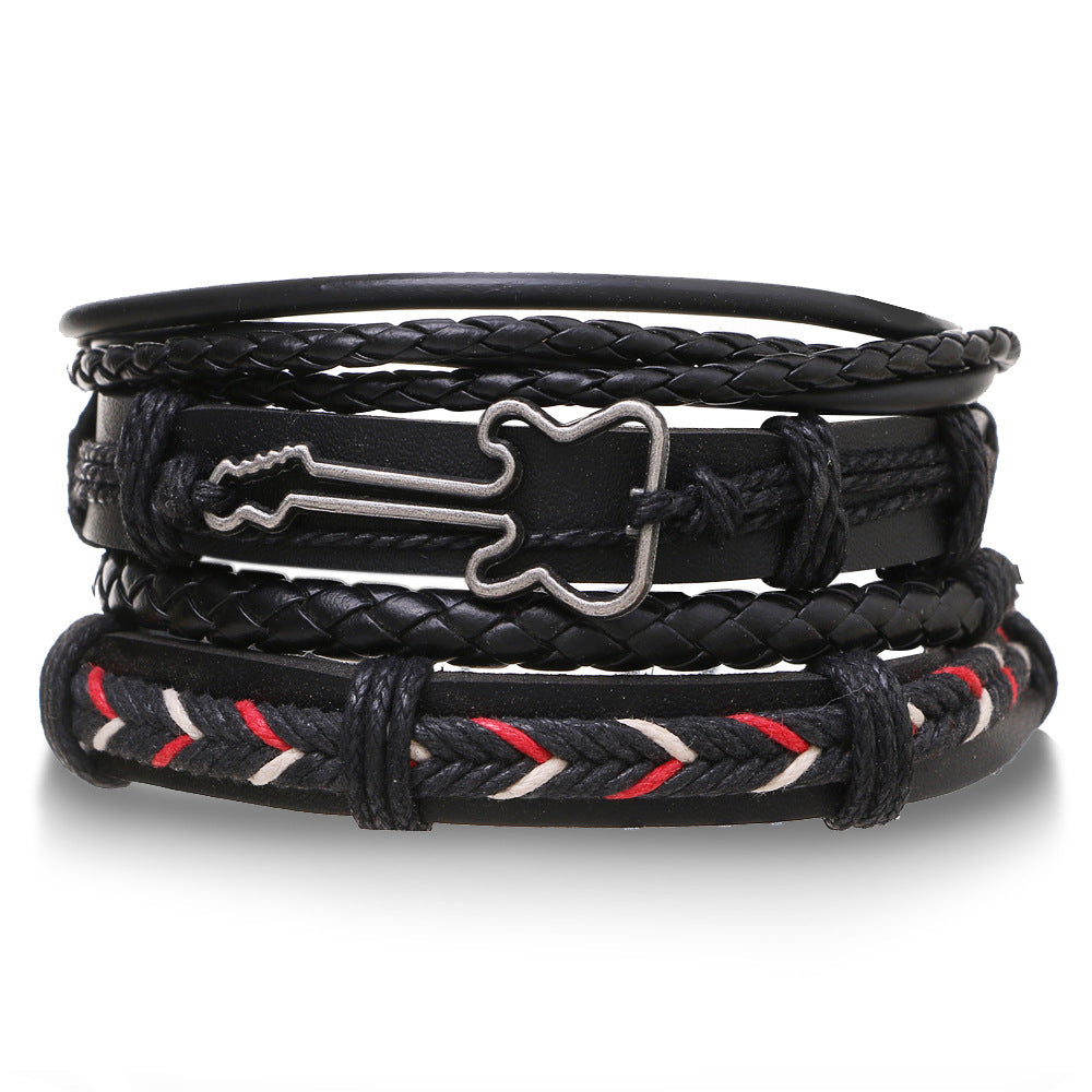 Braided Leather Multi-layer Skull Men's Bracelet