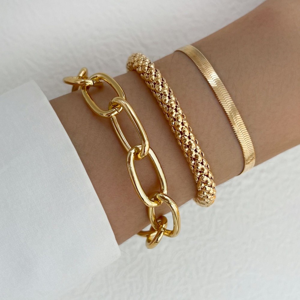 Multi-layer vintage metal bracelet snake bone chain