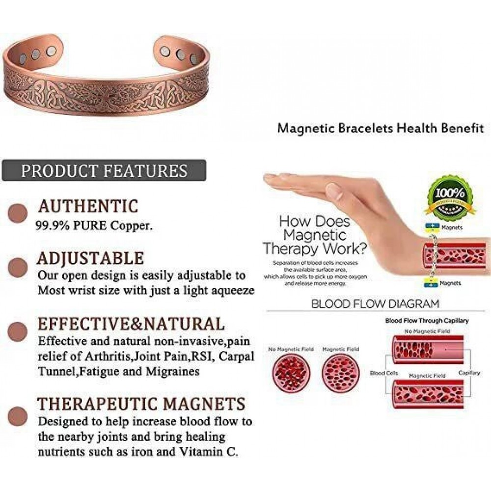 Vintage Alloy Bracelet Magnetic Therapy Hand Ring Fashion Ac