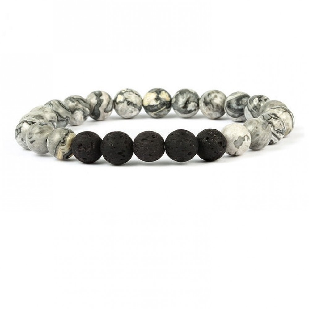 Stretch Volcanic Stone Natural Stone Beaded Bracelet