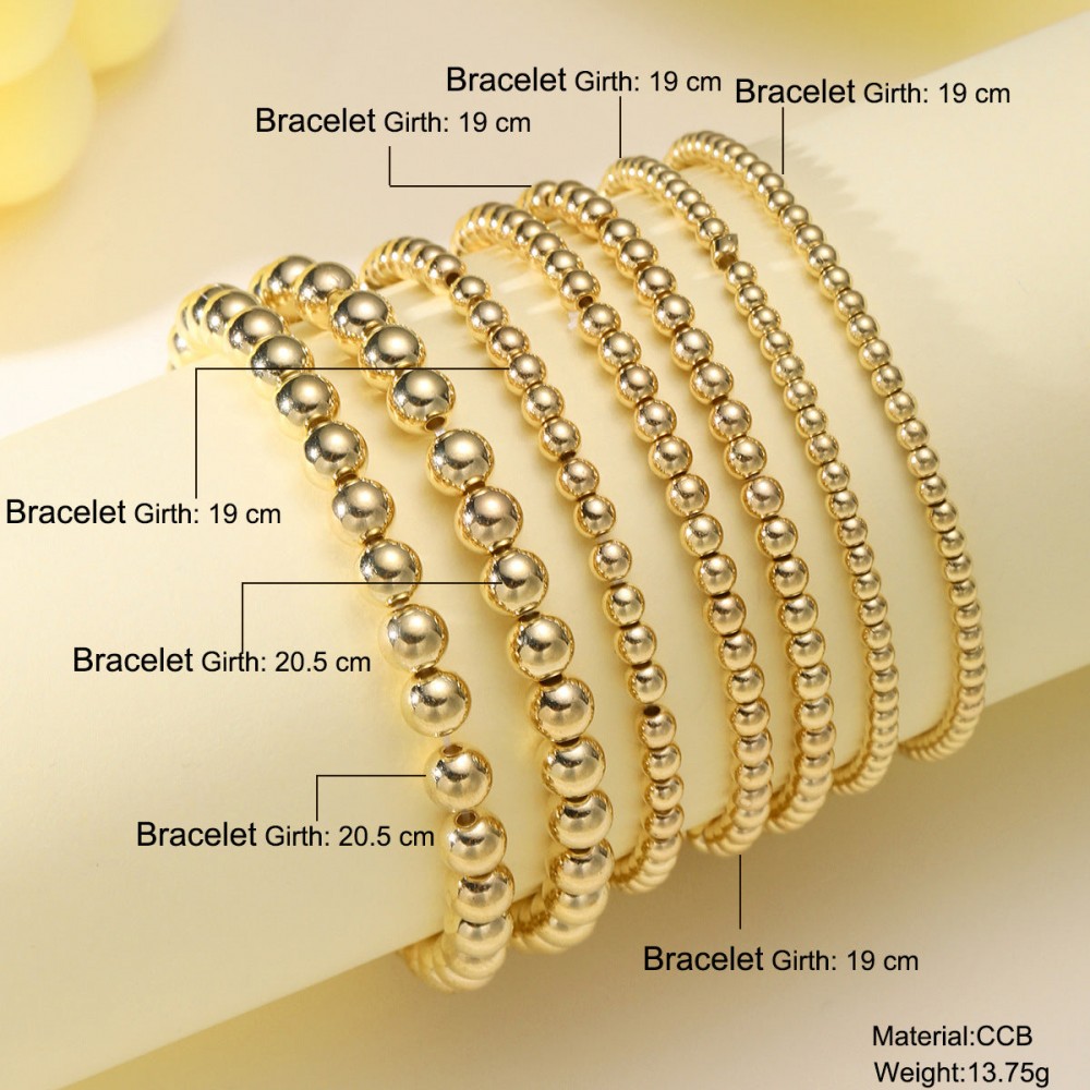 Fashionable and simple elastic beaded bracelets 7 pieces