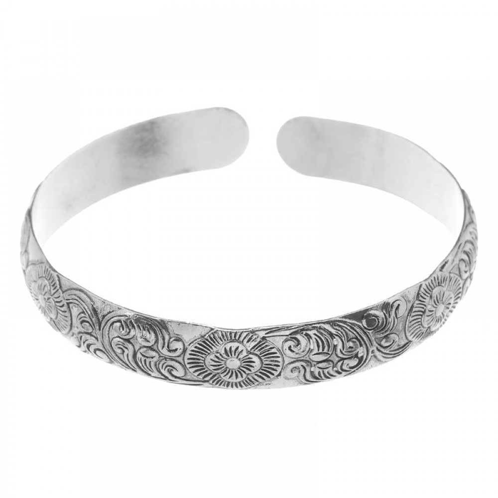 ethnic style retro court Chinese carved ancient silver brace