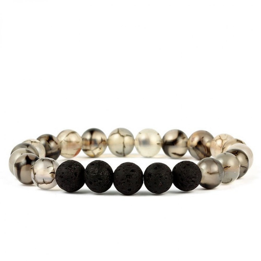 Stretch Volcanic Stone Natural Stone Beaded Bracelet