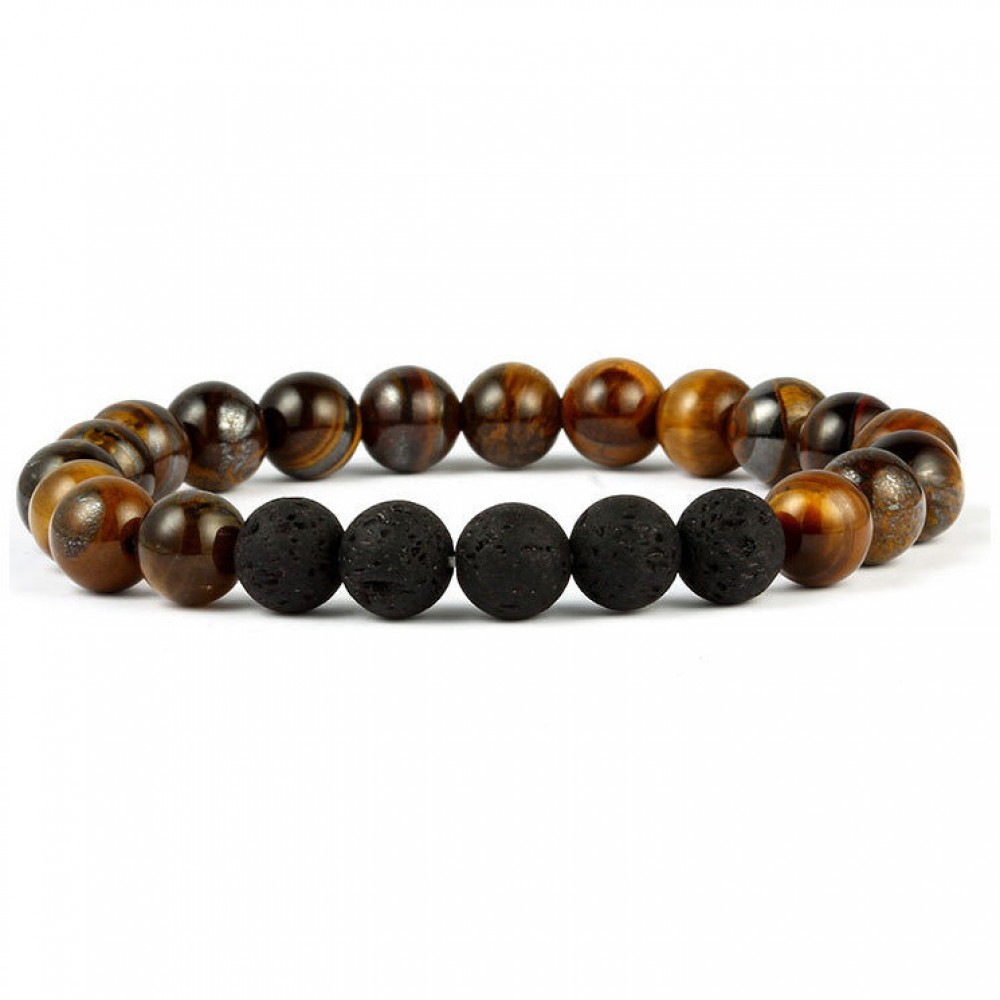 Stretch Volcanic Stone Natural Stone Beaded Bracelet