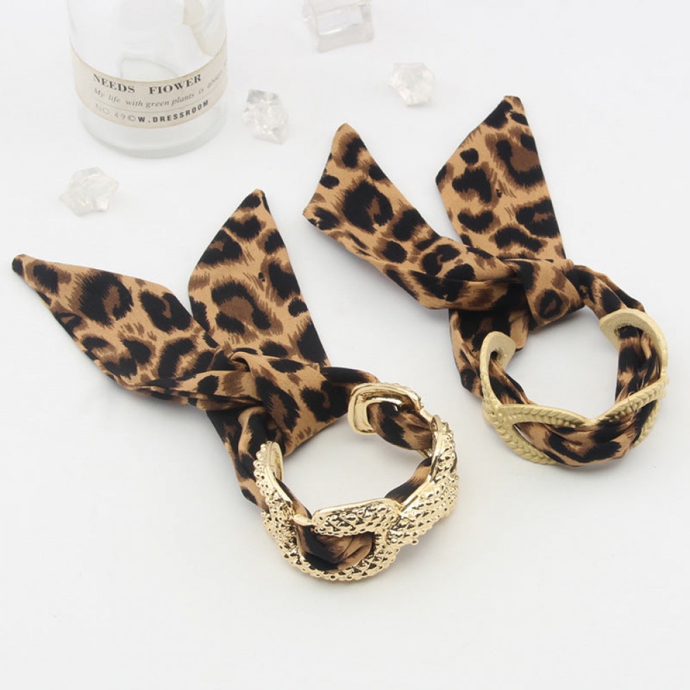Middle Ancient vintage Golden Leopard Scarf Open Niche High-