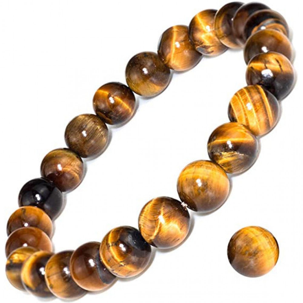 8mm Natural Gemstone Tiger Eye Stone Turquoise Handmade Beaded Elastic Cord Bracelet