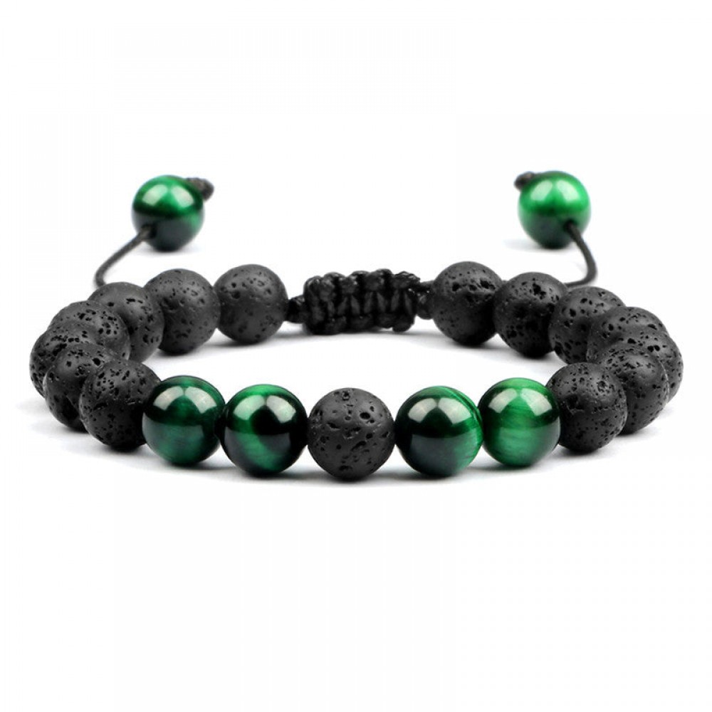 Lava Volcanic Stone Colored Tiger Eye Braided Bracelet