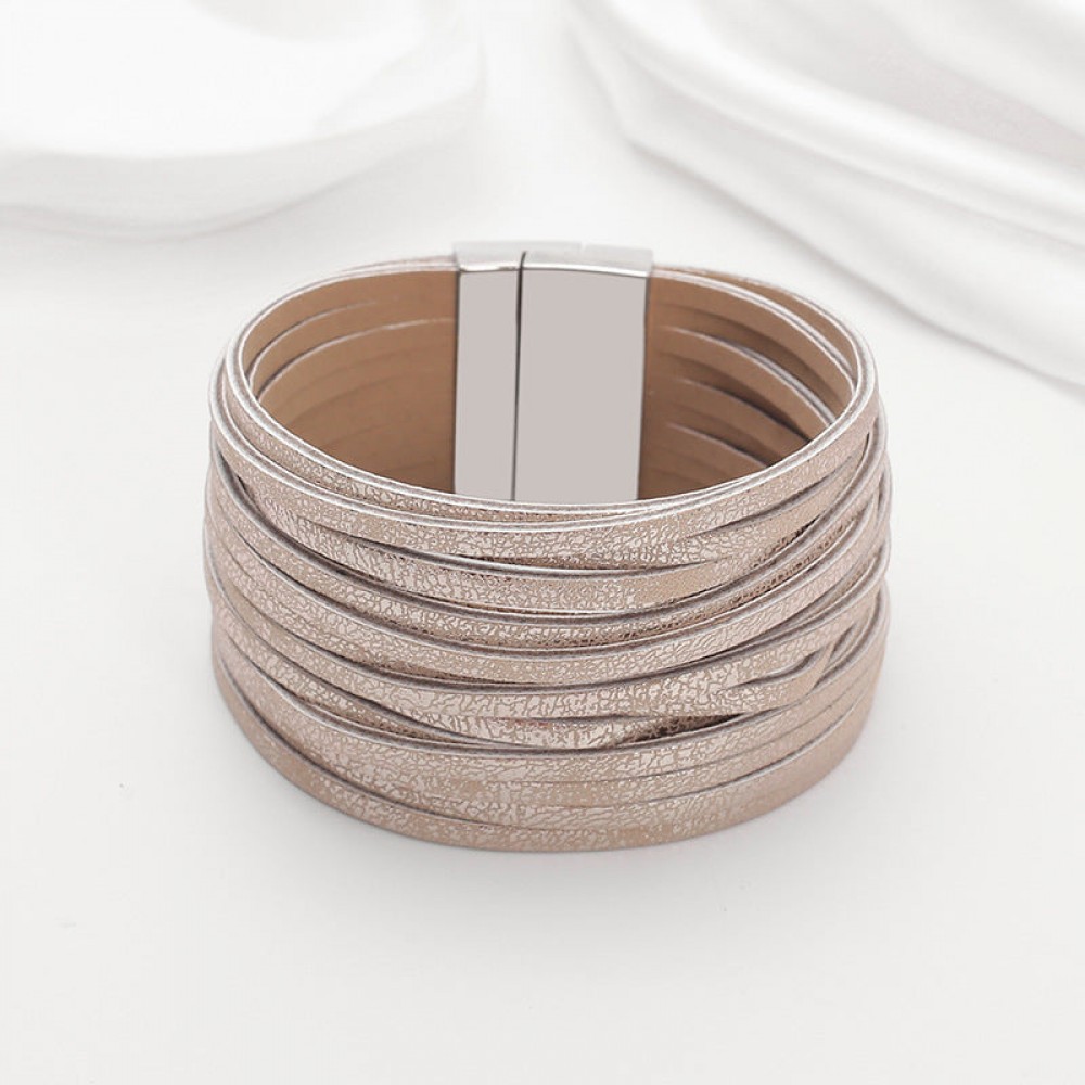 Double-layer PU leather women' s bracelet
