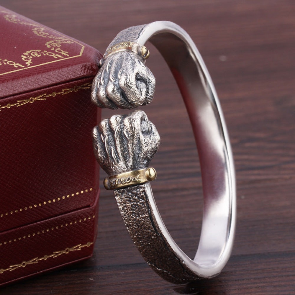 powerful holding Silver Bracelet personality retro solid Ope
