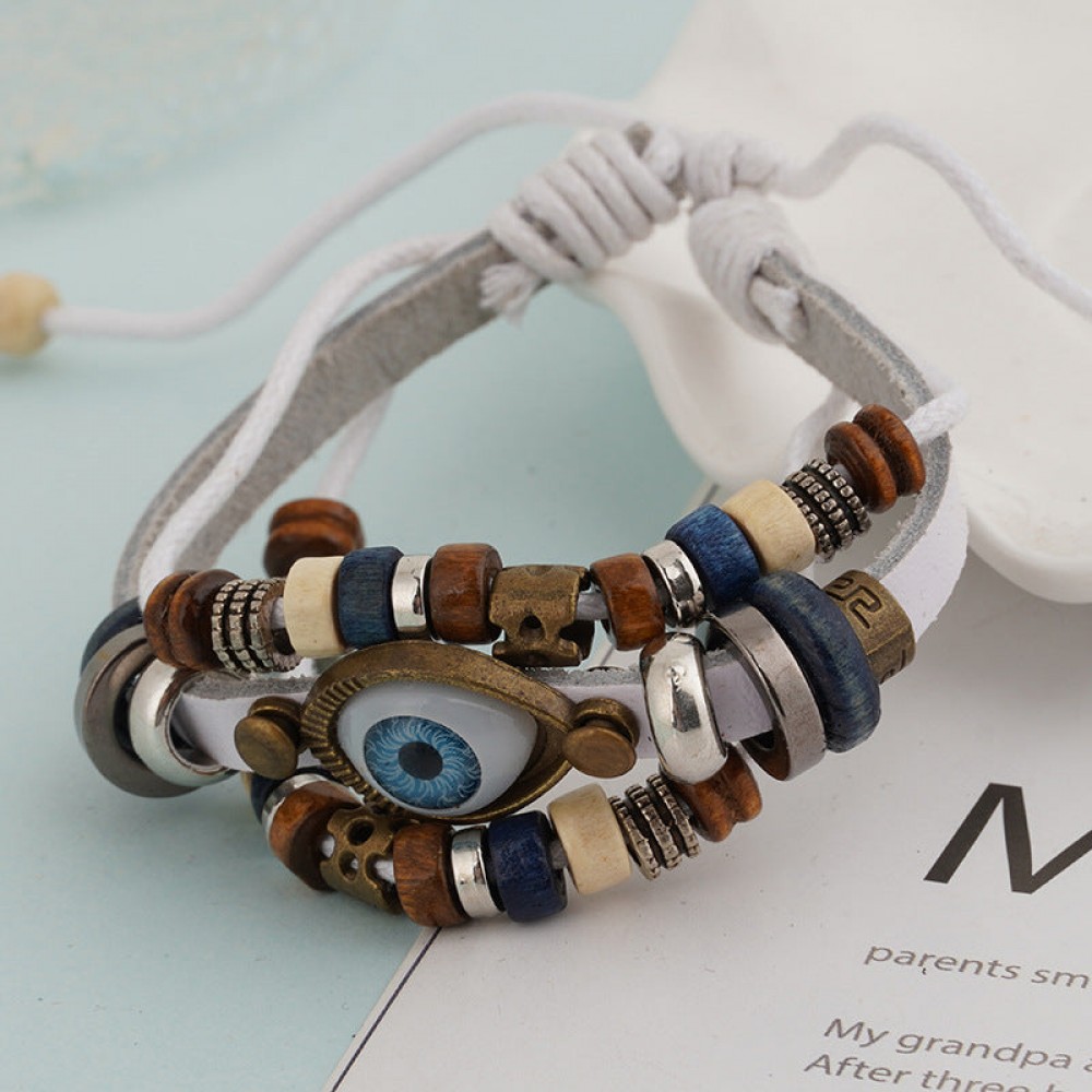 Vintage Multi-layered Cowhide Eye Braided Bracelet