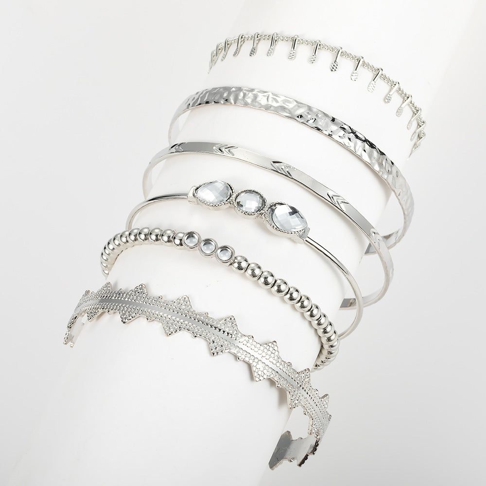 Metal Retro Punk Style Alloy Bracelet Set 7-piece