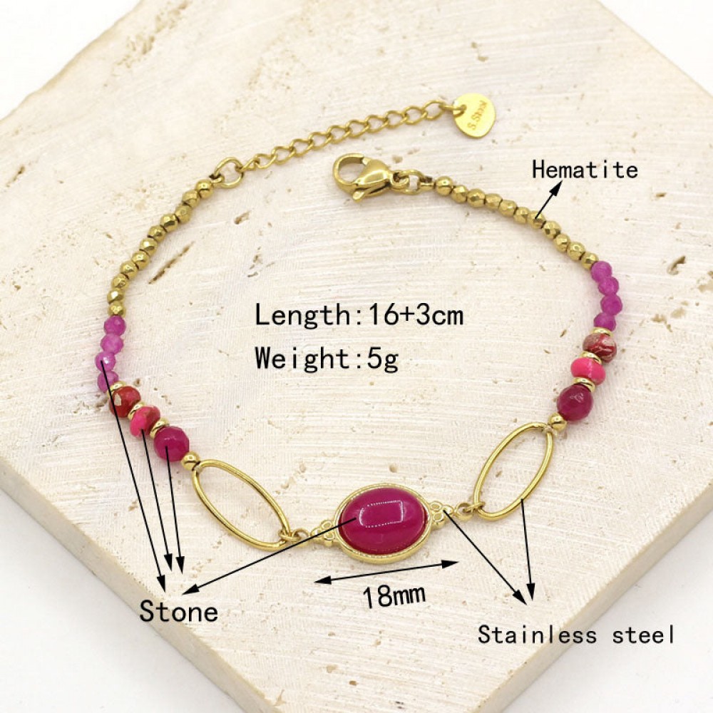 Gold Plated Stainless Steel Freshwater Natural Stone Bracele