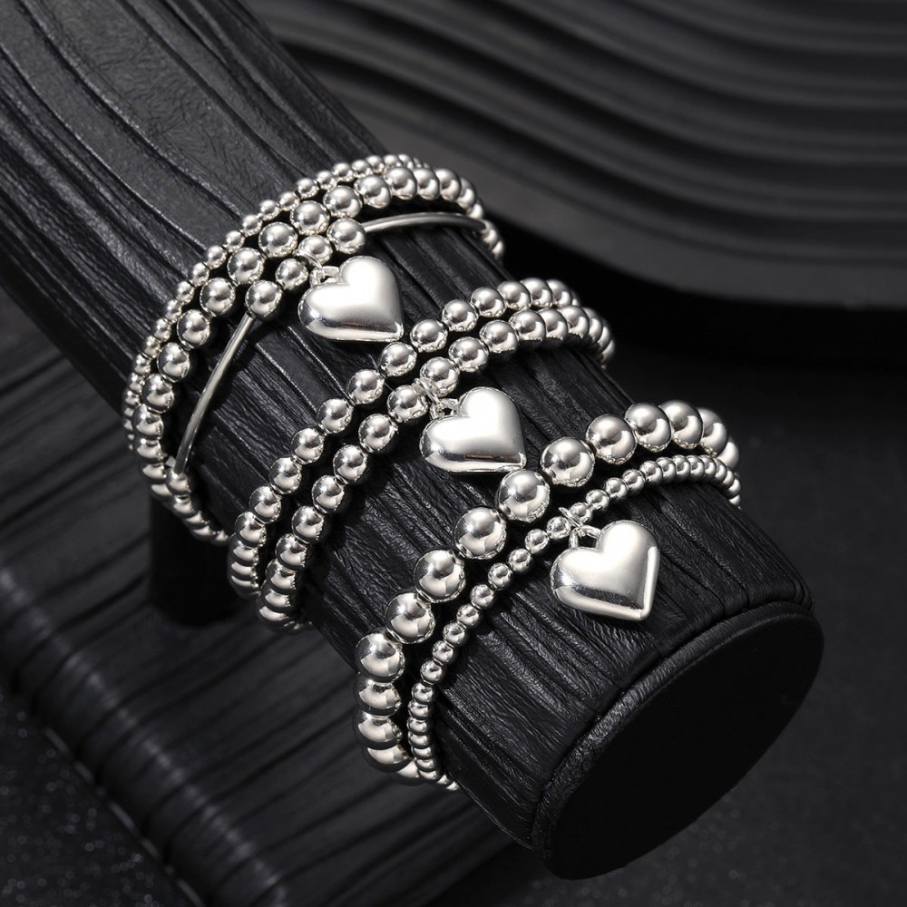 Heart Pendant Beaded Bracelet