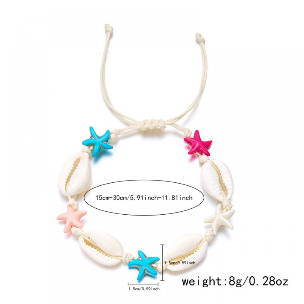 Summer Bohemian Colorful Starfish Shell Braided Bracelet Nec