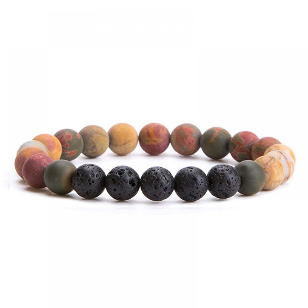 Stretch Volcanic Stone Natural Stone Beaded Bracelet