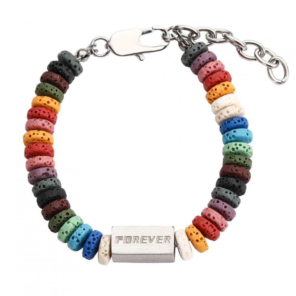 Colorful Volcanic Stone Titanium Steel Stitching Bracelet