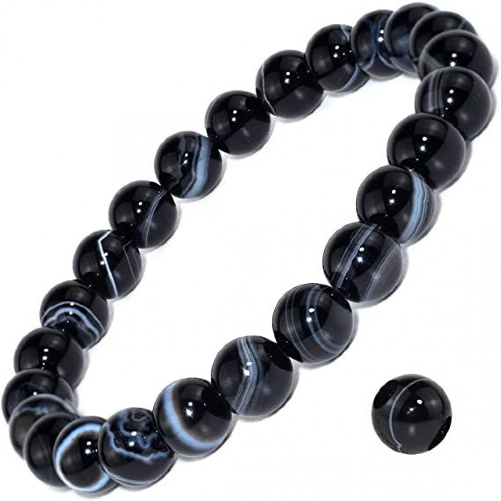 8mm Natural Gemstone Tiger Eye Stone Turquoise Handmade Beaded Elastic Cord Bracelet
