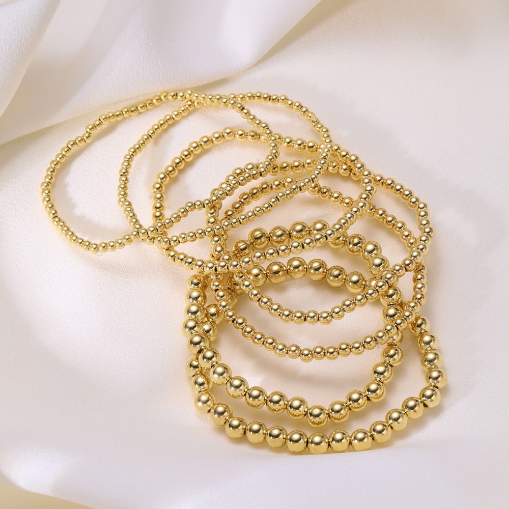 Fashionable and simple elastic beaded bracelets 7 pieces