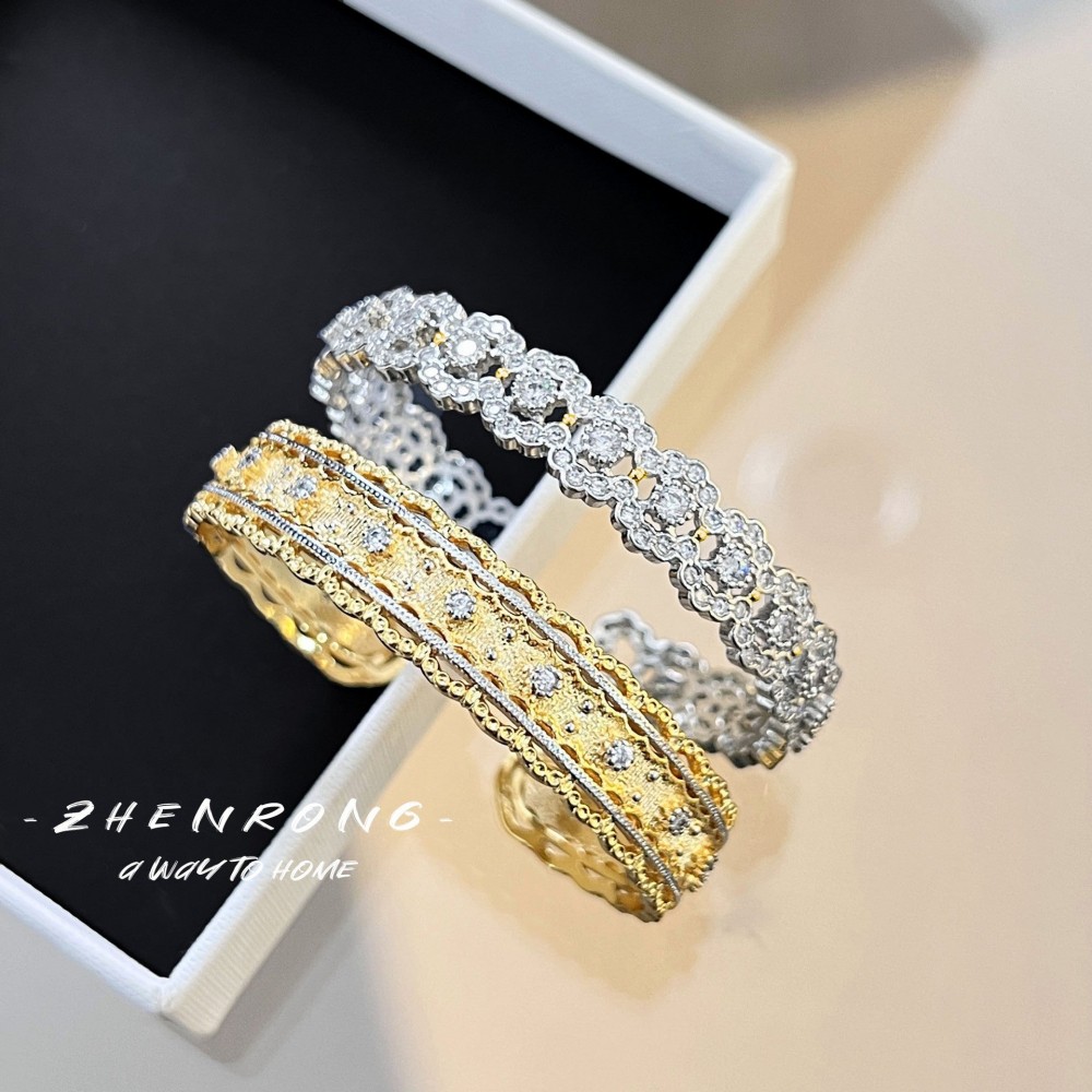 woven carved gold paint full diamond bracelet