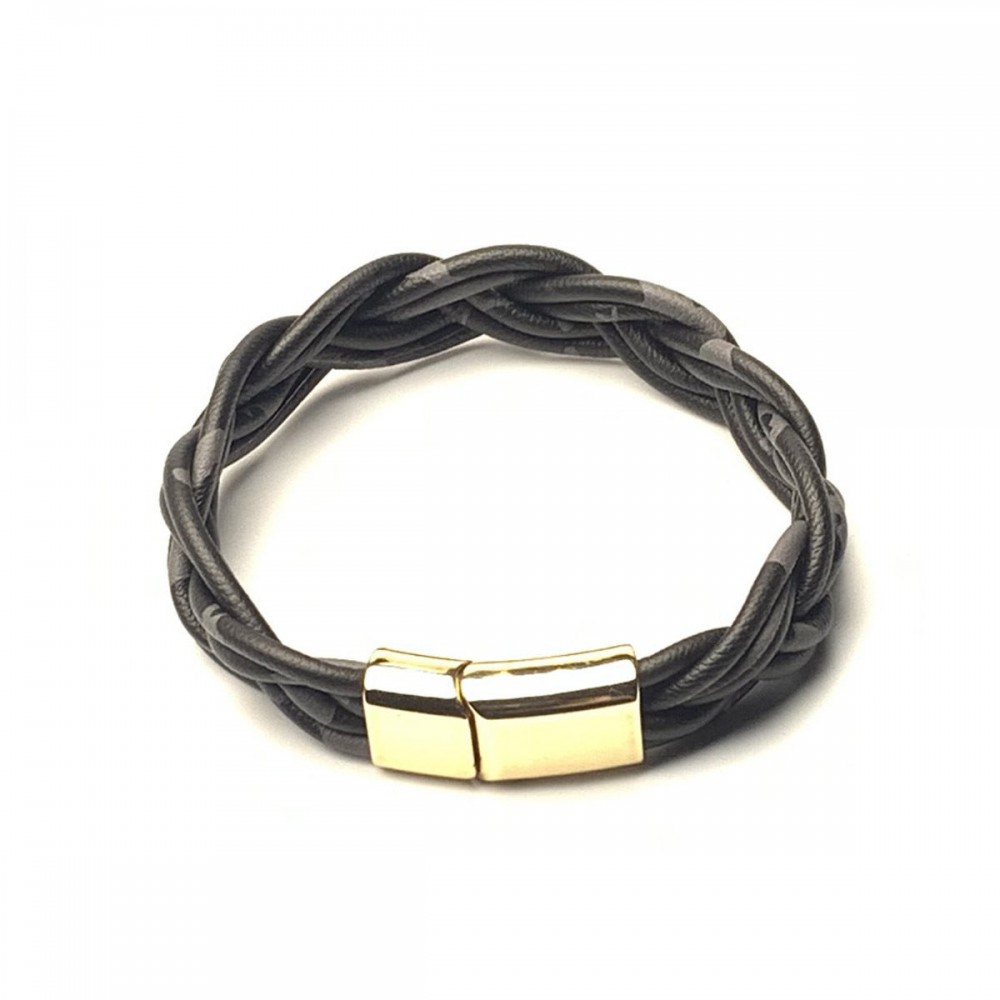 6-strand braided bracelet silicone tube leopard leather brac