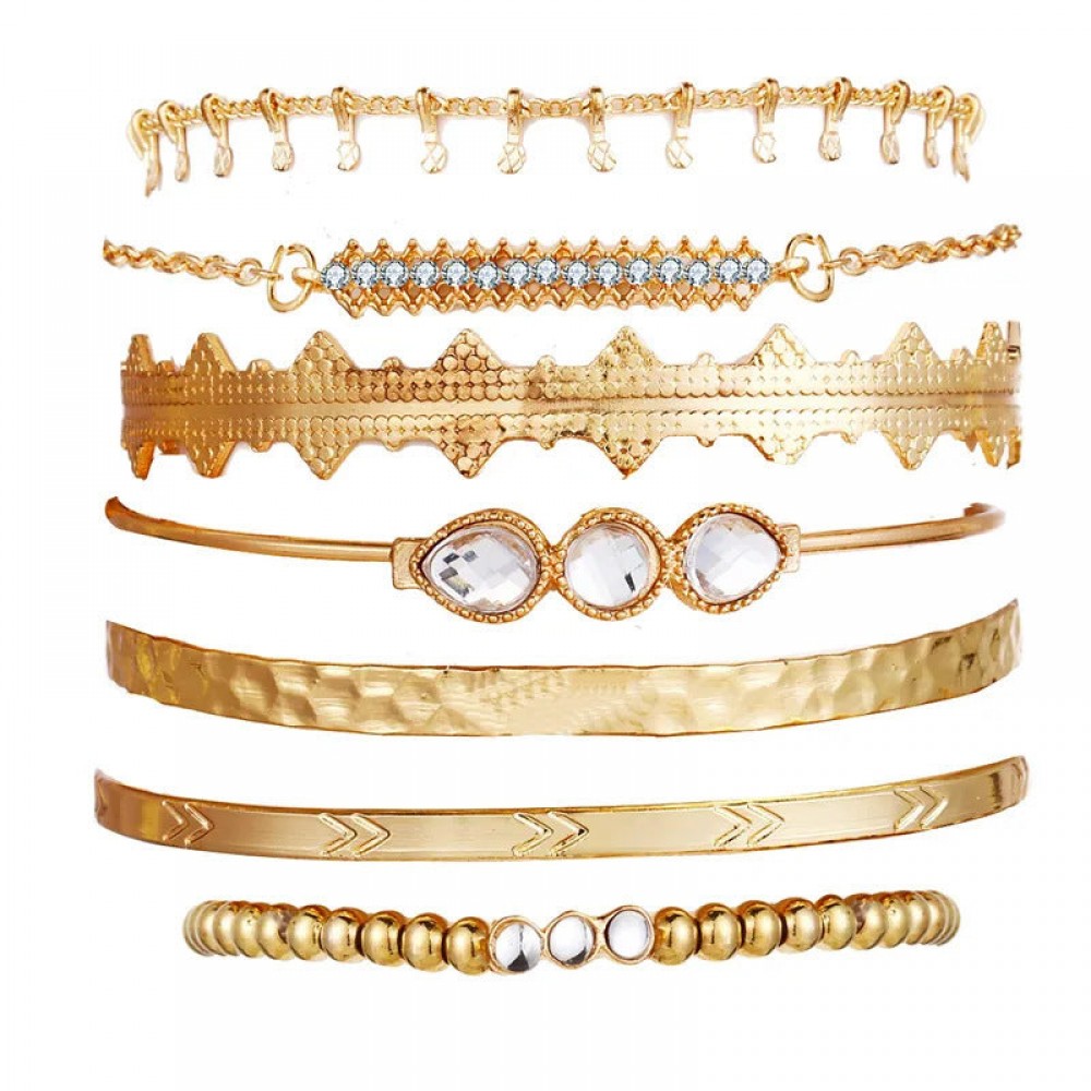 Metal Retro Punk Style Alloy Bracelet Set 7-piece