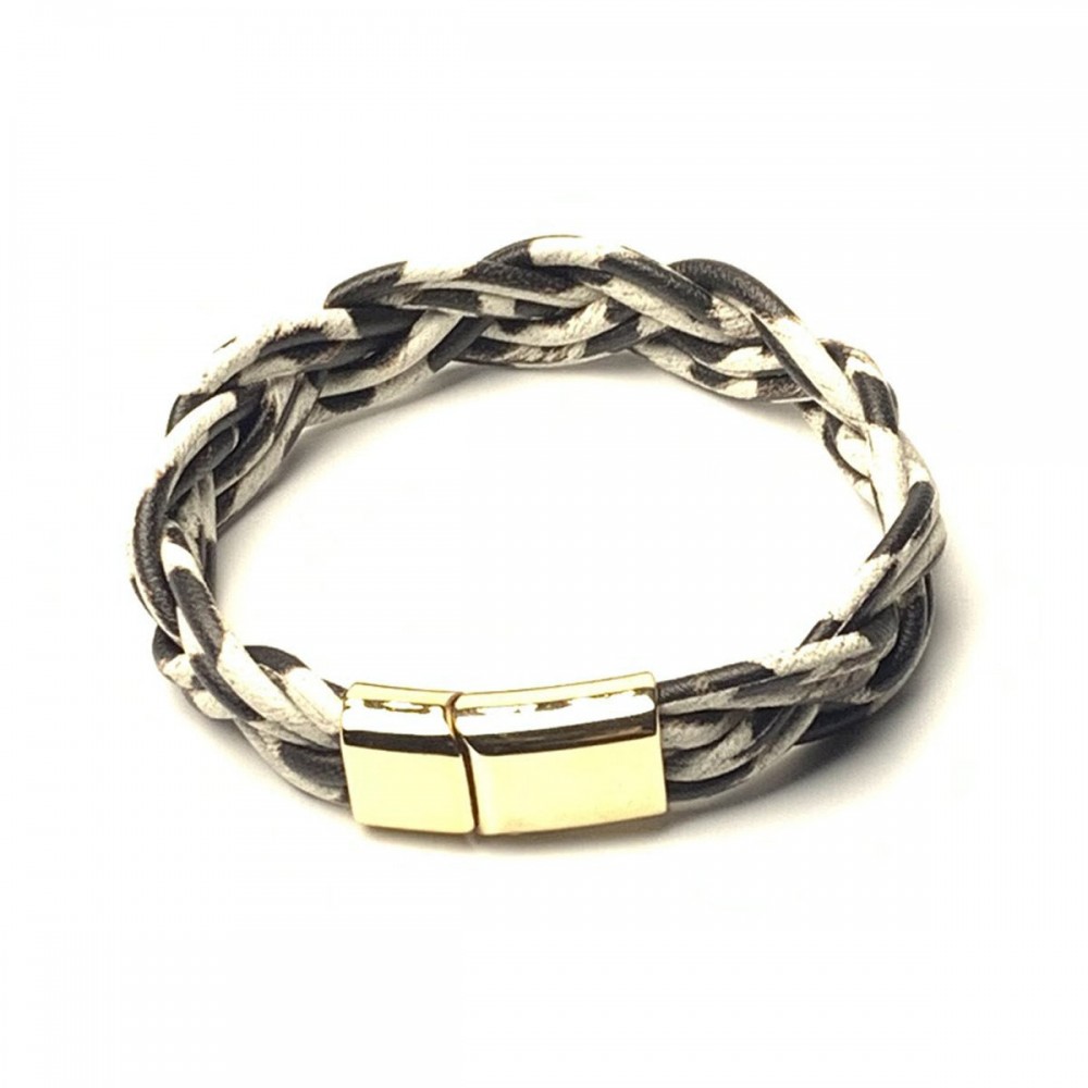 6-strand braided bracelet silicone tube leopard leather brac
